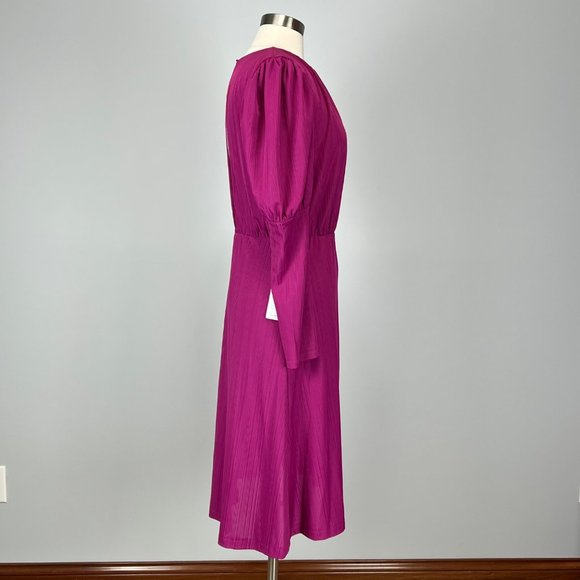 NSR Nordstrom Womens Long Sleeve Open Back Midi Dress Fuchsia Pink size Large - Picture 7 of 15